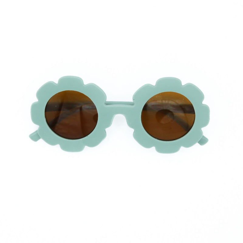 The Baby Cubby Kids' Flower Sunglasses - Sage with Brown Lenses