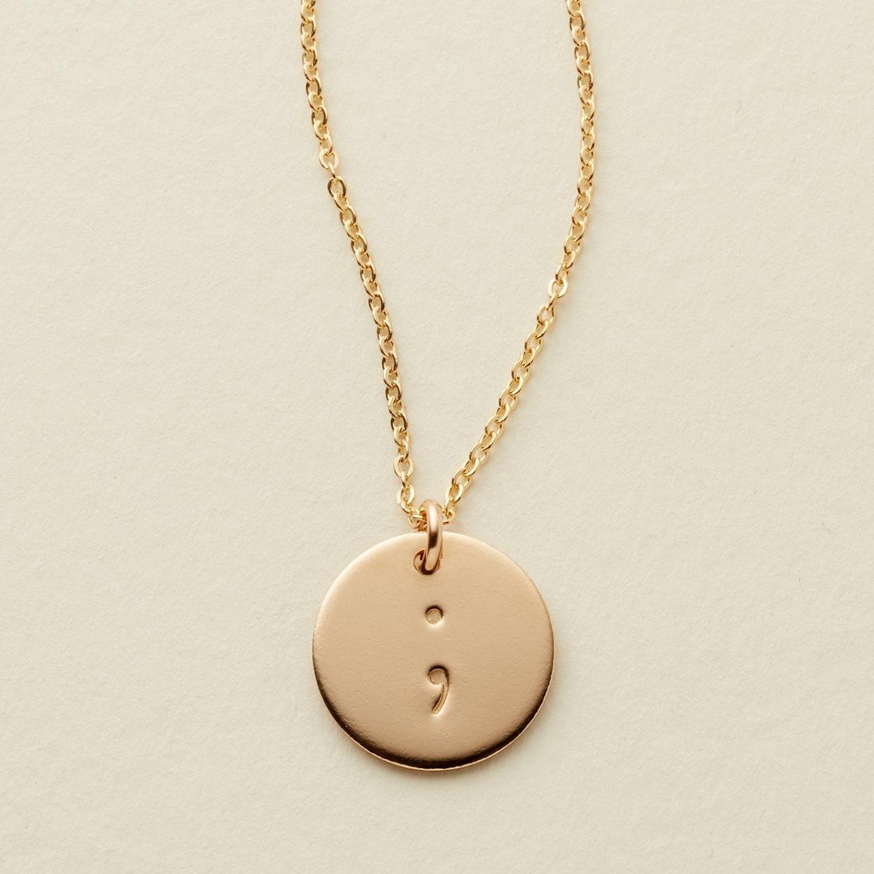 Made by Mary Gold Filled Semicolon 3/8" Disc Necklace