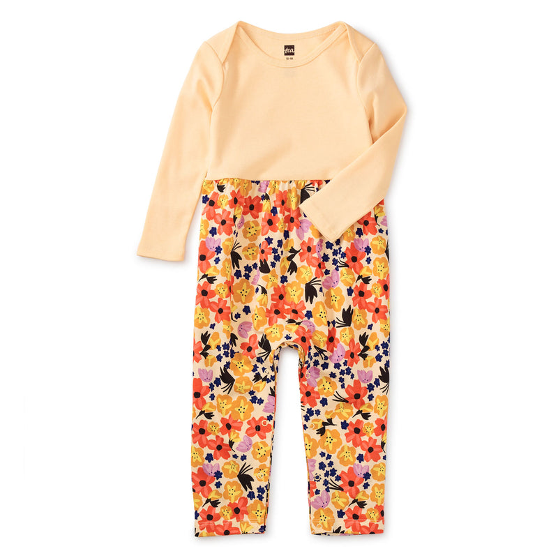 Tea Collection Print Mix Baby Romper - Painted Squash & Hibiscus