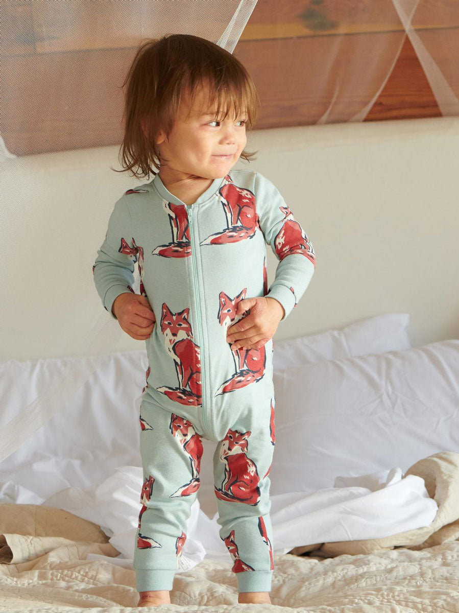 Tea Collection Sleep Tight Baby Pajamas - Painted Foxes 