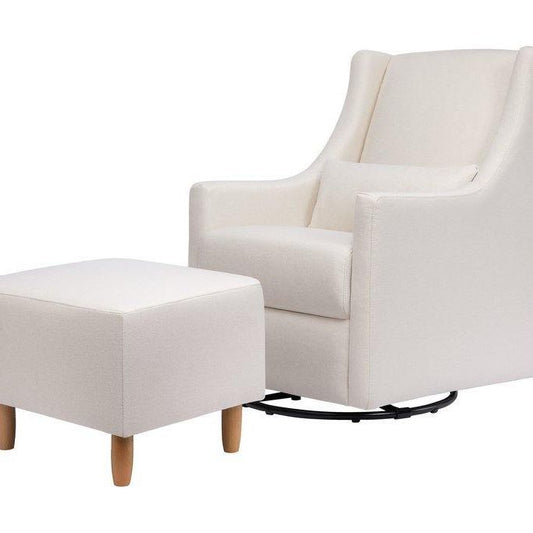Babyletto Toco Swivel Glider and Ottoman - Performance Cream Eco-Weave with Natural Feet