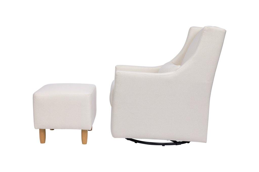 Babyletto Toco Swivel Glider and Ottoman - Performance Cream Eco-Weave with Natural Feet