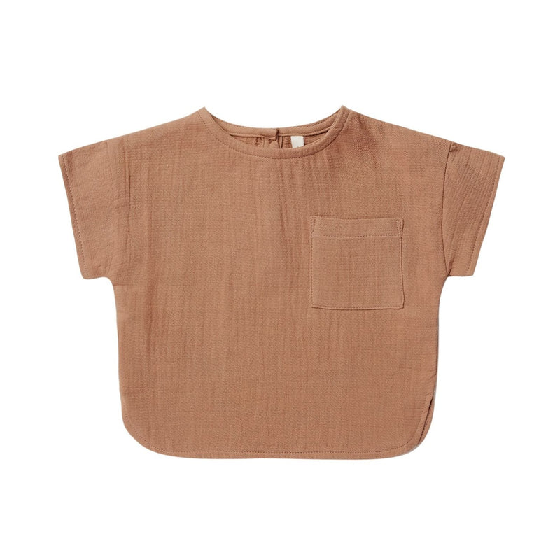 Quincy Mae Woven Boxy Top - Clay